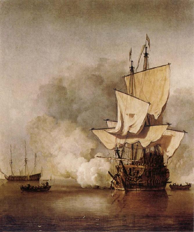 VELDE, Willem van de, the Younger The Cannon Shot Spain oil painting art